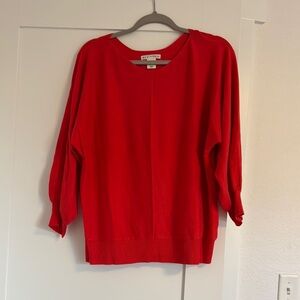 Max Studio Coral Pink Crew Neck Sweater 3/4 Sleeve